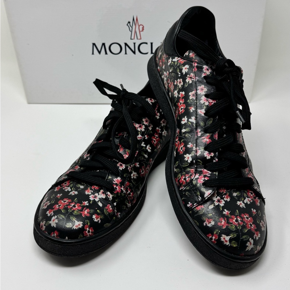 Moncler Flower Logo Leather Sneakers Women’s Size 38 Made in Italy